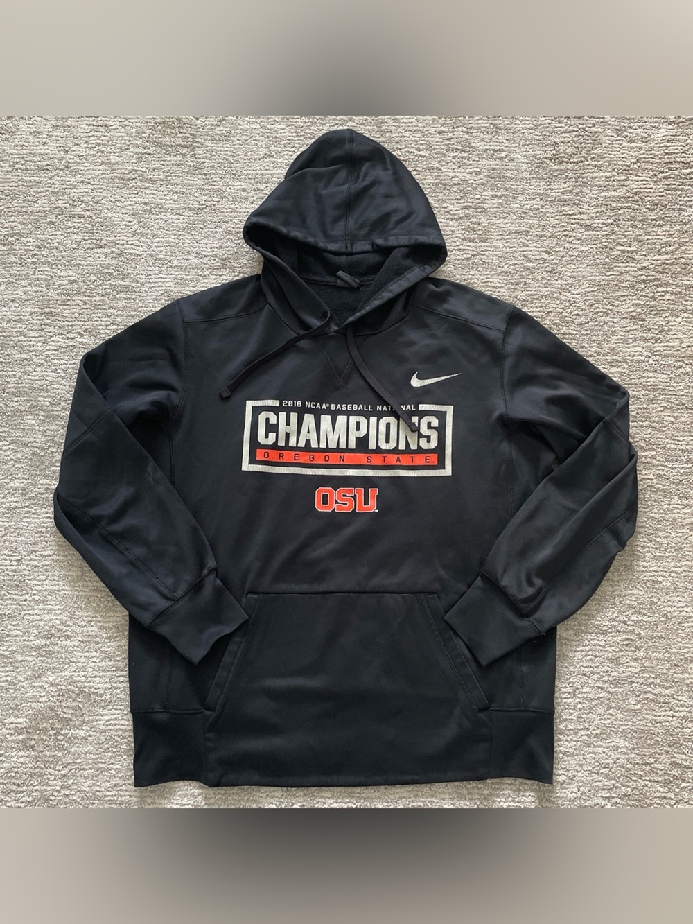 Nike Oregon State Beavers Hoodie 2018 Baseball National Champions Black Large